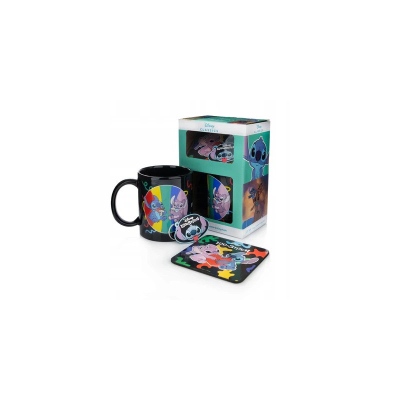 Coffret Cadeau Disney 3-en-1 Tasse, sous tasse et porte-clès - Stictch & Angel · Smarty Paris